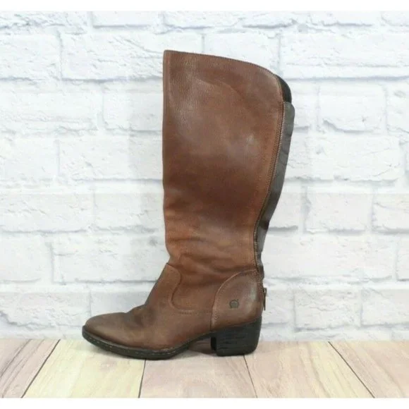 Born Bitsi in Canoe II Brown Leather 16" Tall Riding Boots Size 6.5 - Picture 4 of 12